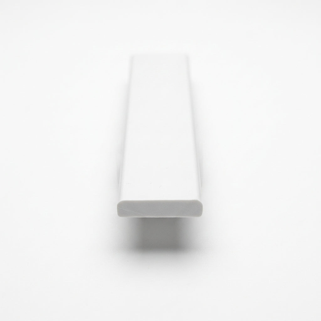 White PVC flat panel insert shown face-on, straight length with rounded edges