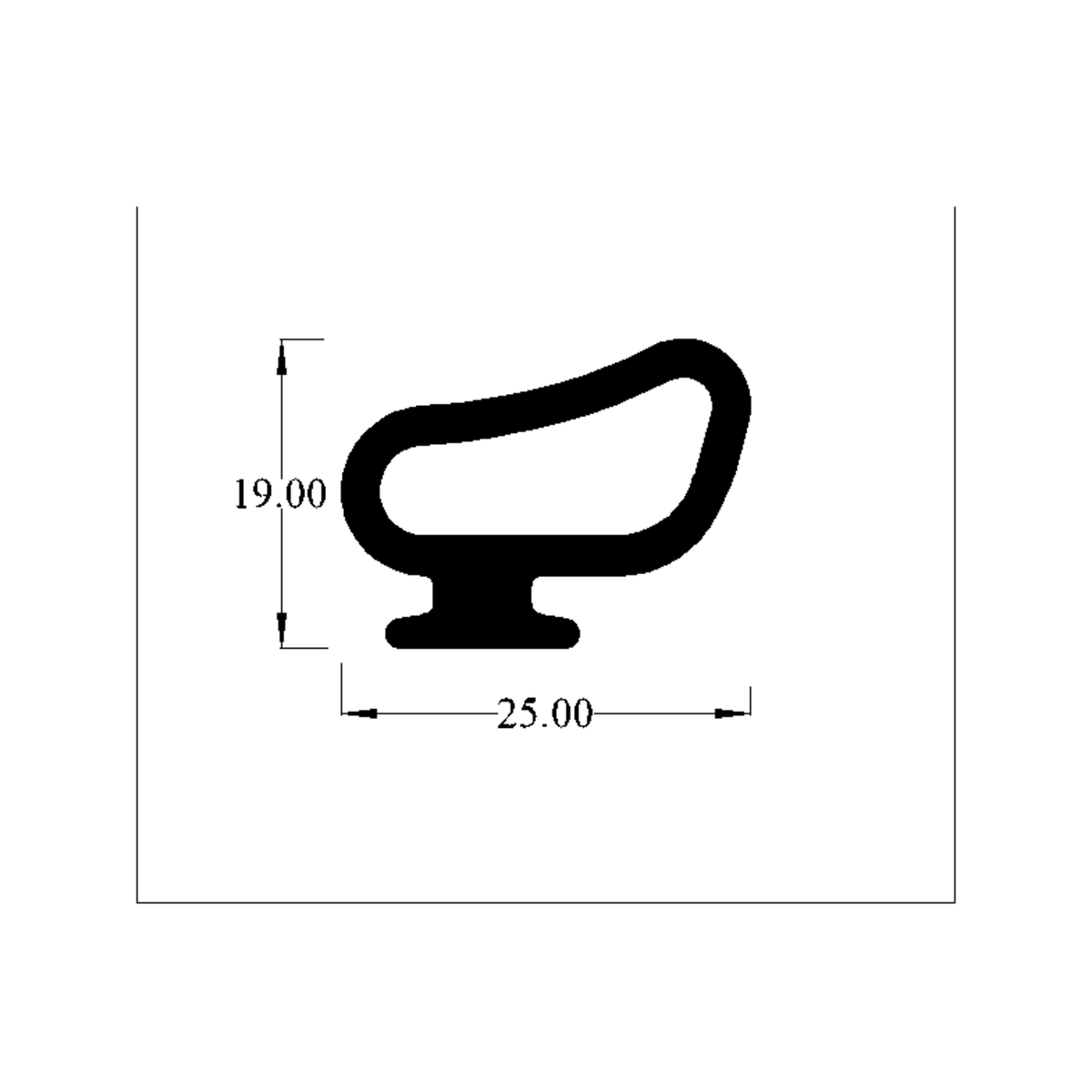 Technical line drawing of the boot seal cross-section with dimensions in mm