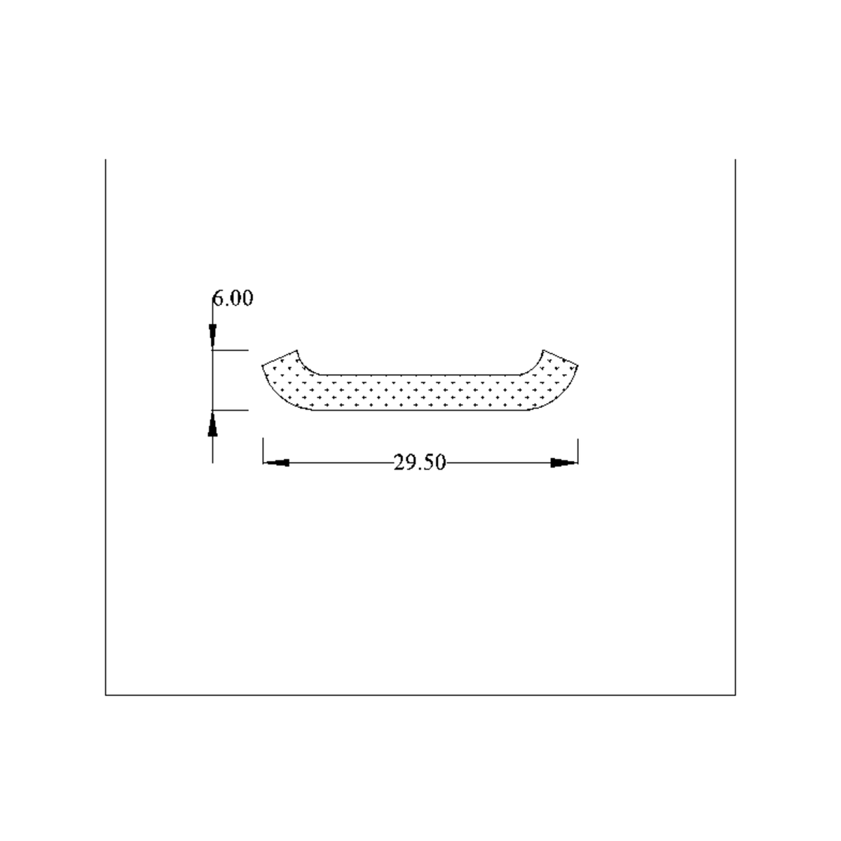 Technical drawing of sponge strip cross-section with dimensions 29.50 and 6.00