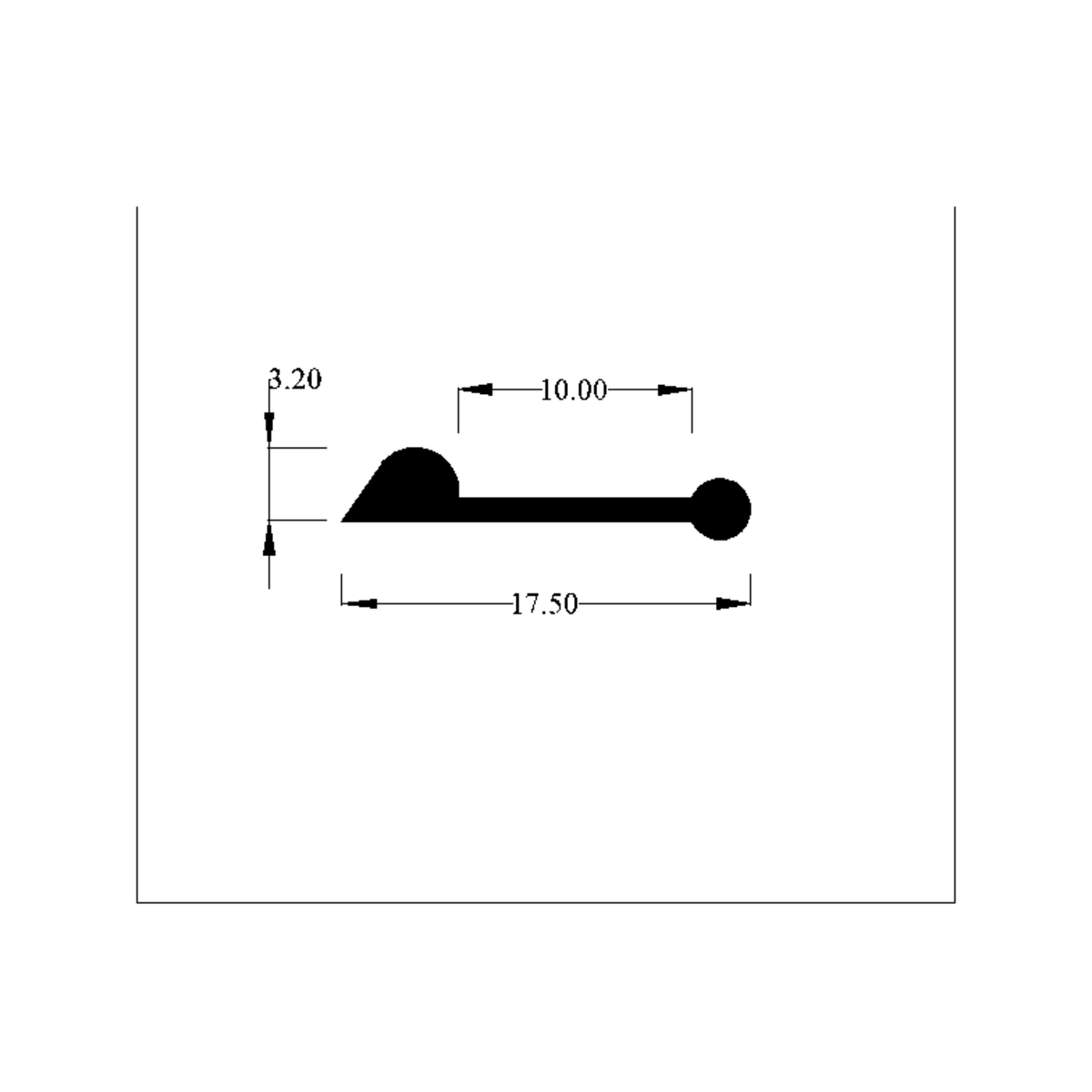 Technical diagram of headlamp beading profile with 3.20, 10.00 and 17.50mm dimensions