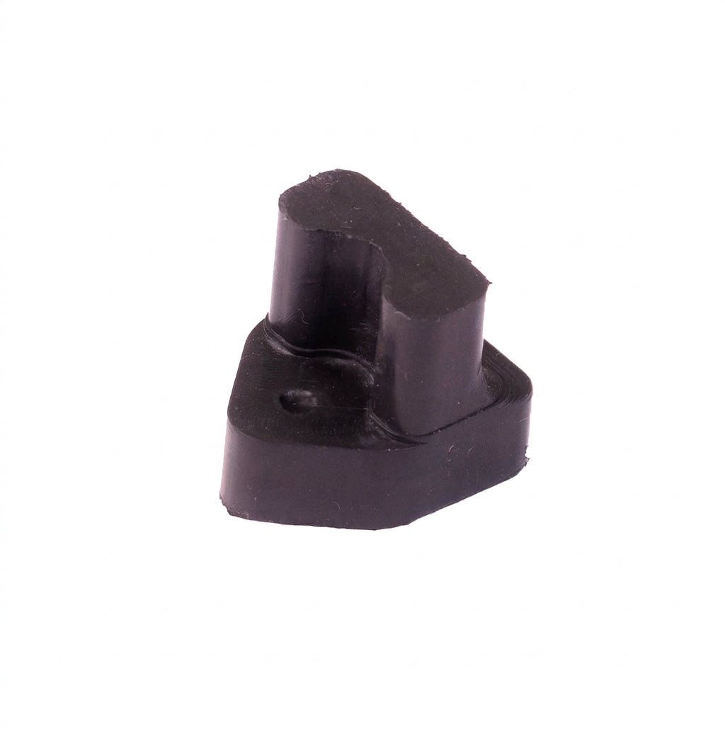 Black rubber bonnet buffer with stepped wedge profile and twin prongs, studio shot