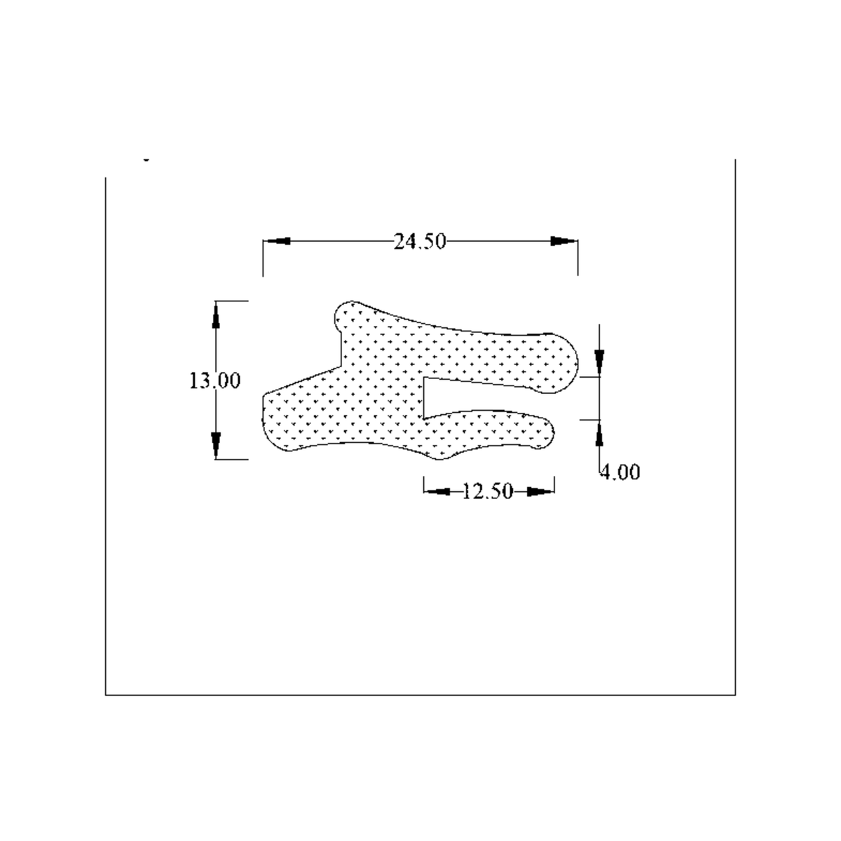 Technical drawing of boot seal profile with dimensions 24.50, 13.00 and 4.00 marked