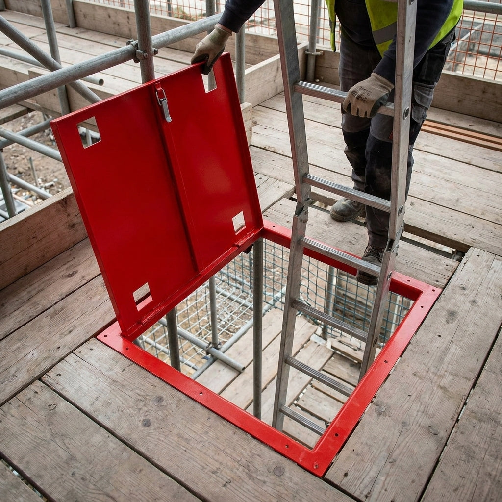 Steel Scaffold Ladder Access Trap Door with Mesh Panel