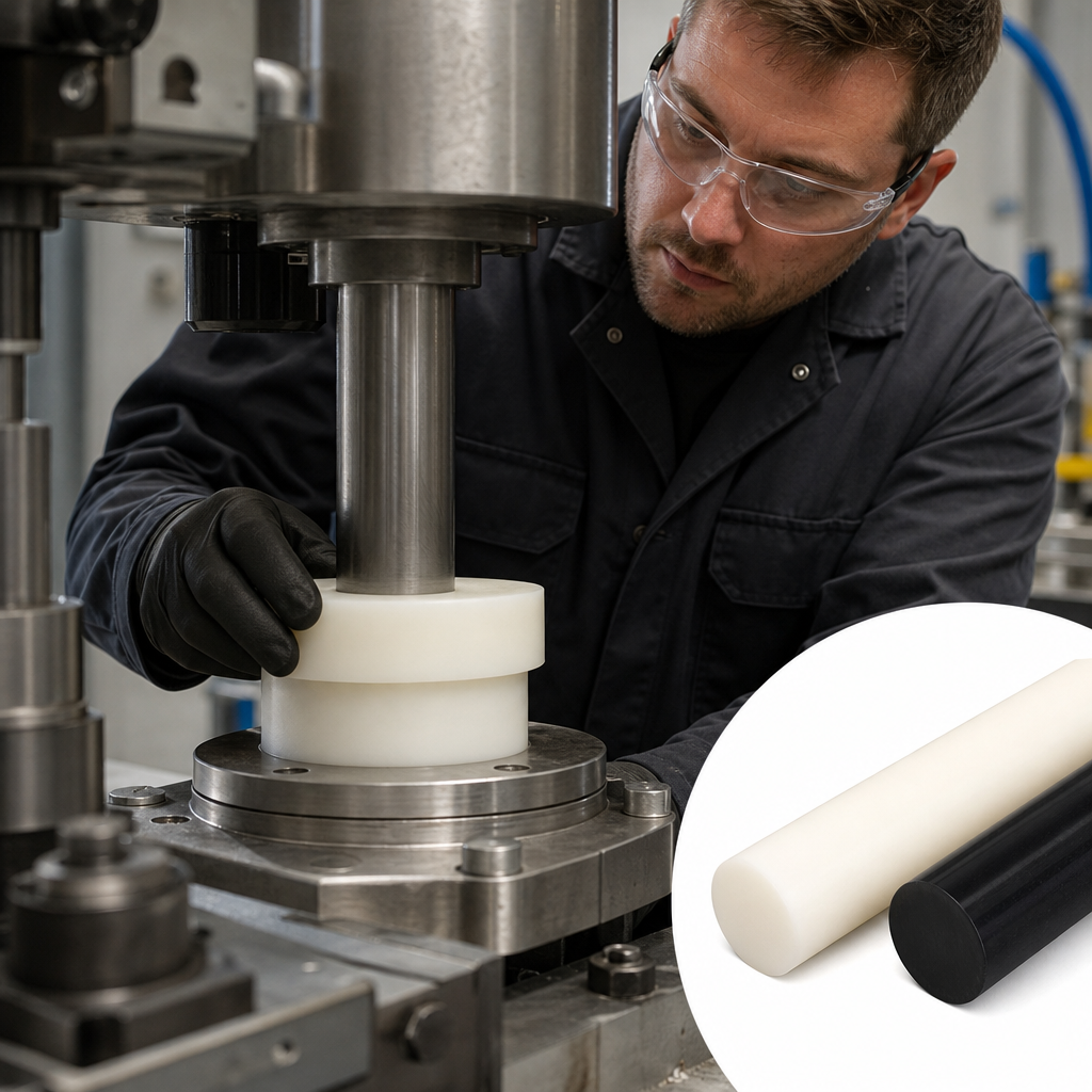 Acetal Copolymer White / Black Rod 40mm to 100mm dia for Gears, bearings & bushes - UK Engineering Plastics