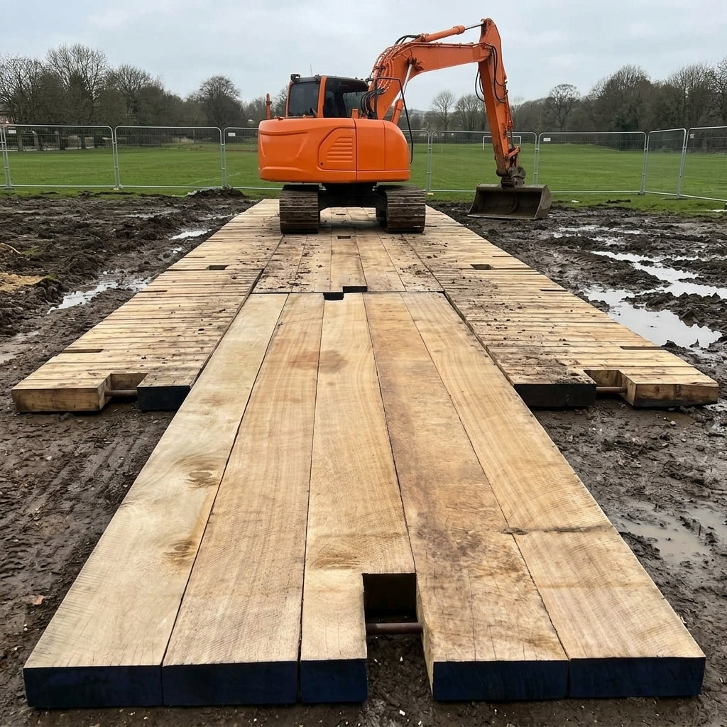 Hardwood Timber Bog Mat for Heavy Plant