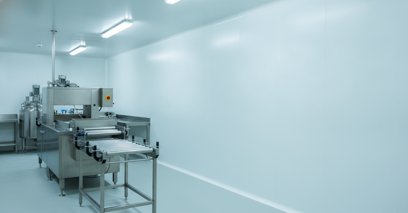 White PVC Sheet 2mm used as hygienic wall cladding in food processing facility UK