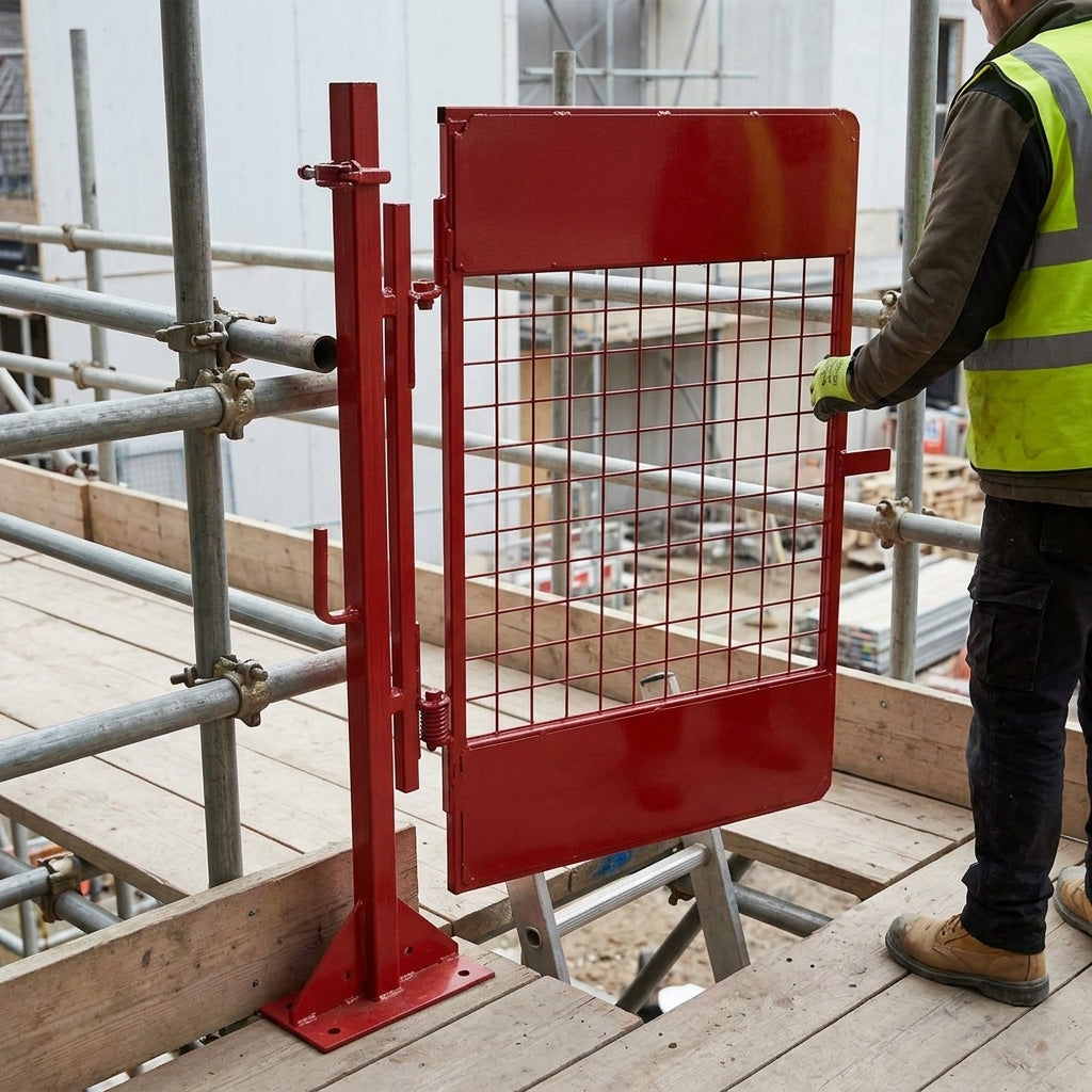 Self-Closing Ladder Safety Gate for Scaffolding Access