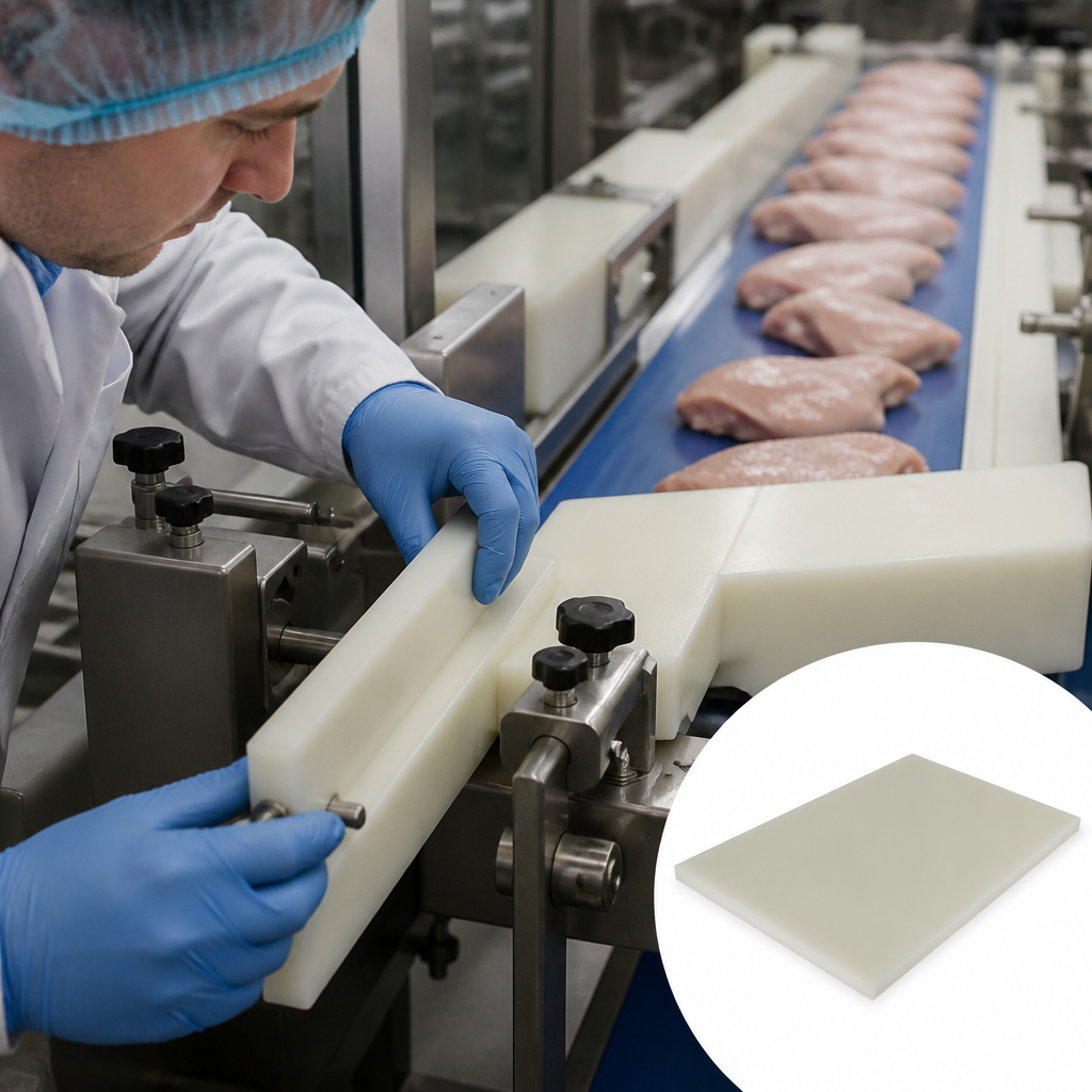 Natural Nylon 6.6 Sheet for Food Production 5mm to 25mm thick - UK Engineering Plastics