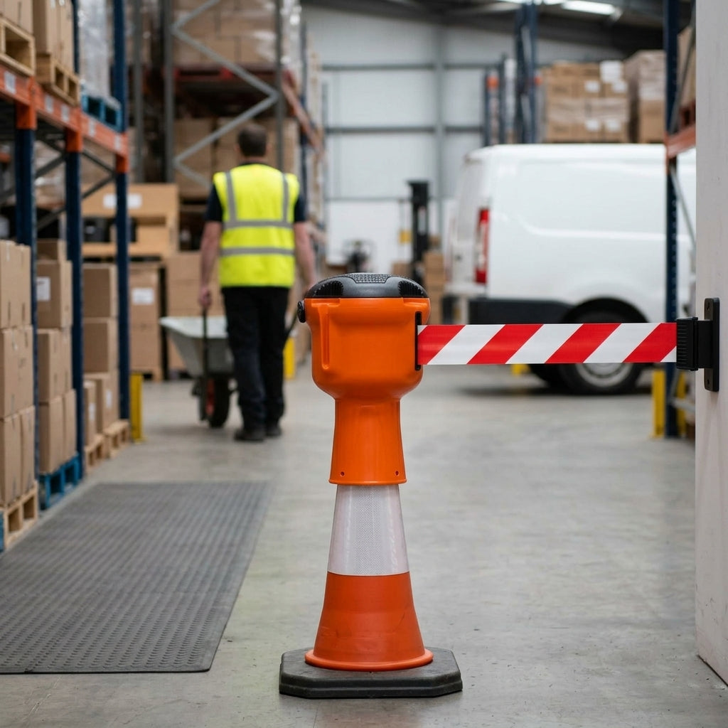 Retractable Reflective Barrier Tape Unit with 9m Tape Length