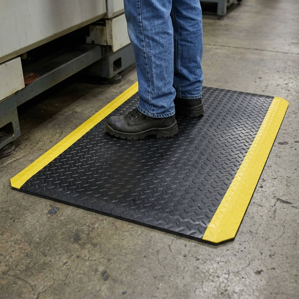 Anti-Fatigue Mat with Diamond Plate Surface and Bevelled Edges