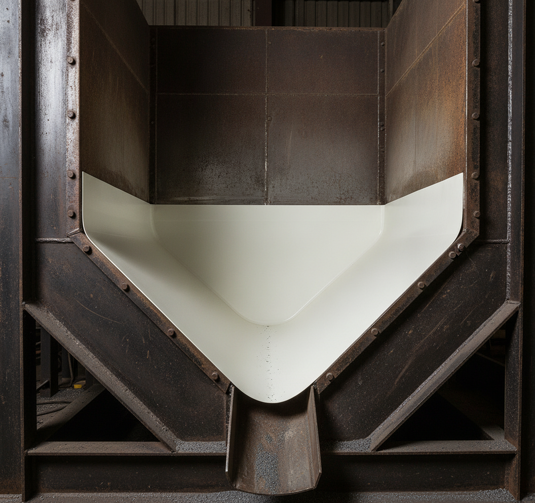 HDPE Natural engineering plastic sheet wear liner in industrial machine hopper UK