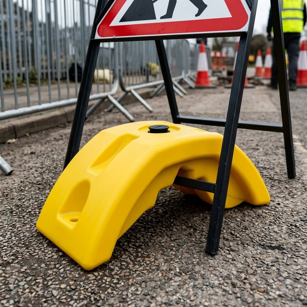 HDPE Ballast Block for Temporary Signage – Fillable Sand or Water