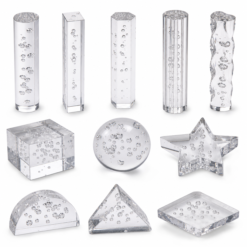 Cast Acrylic Clear Bubble Rod 5mm to 50mm dia for Decorative items & art installations - Acrylic Rod in use