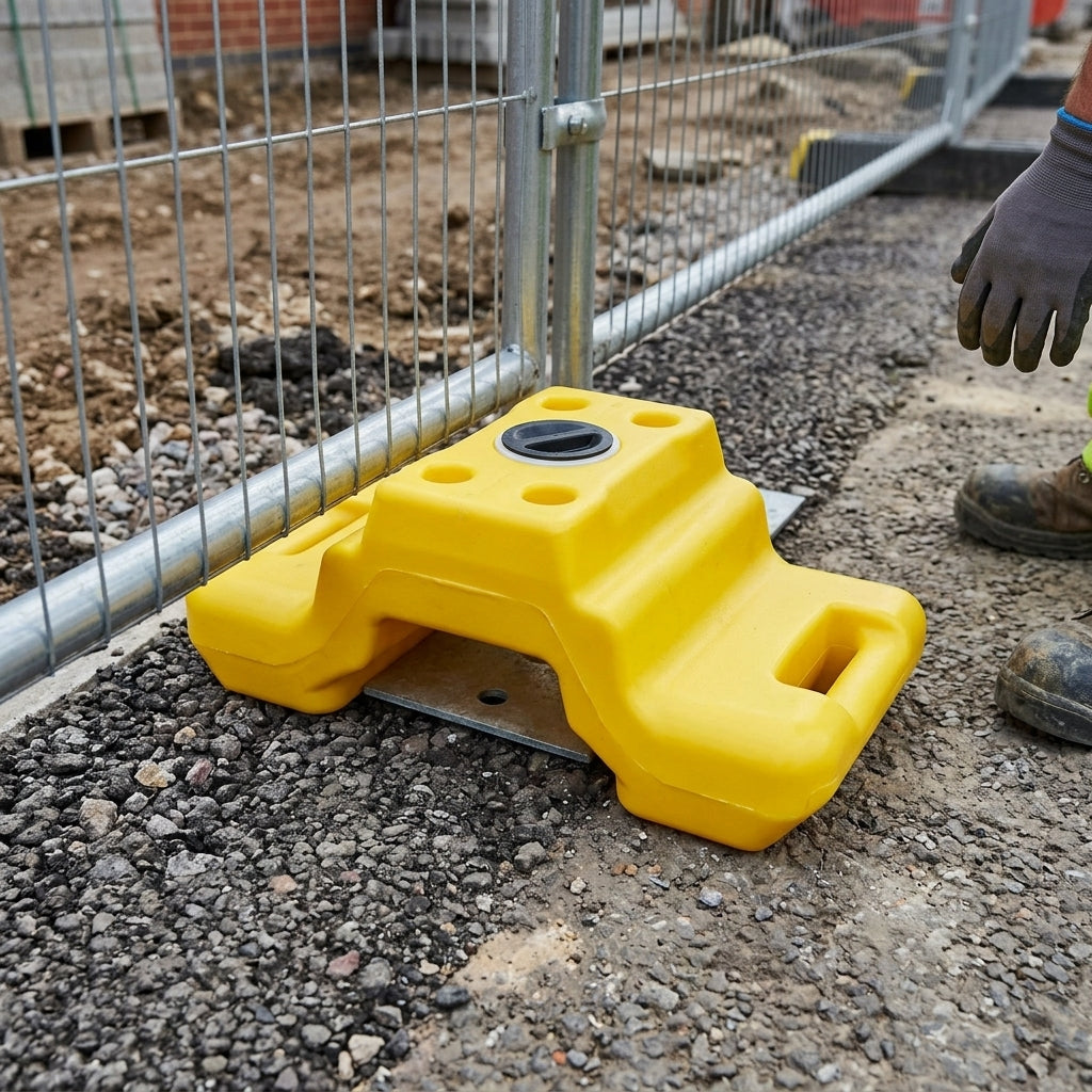 High Visibility Step Ballast Block for Temporary Fencing Support