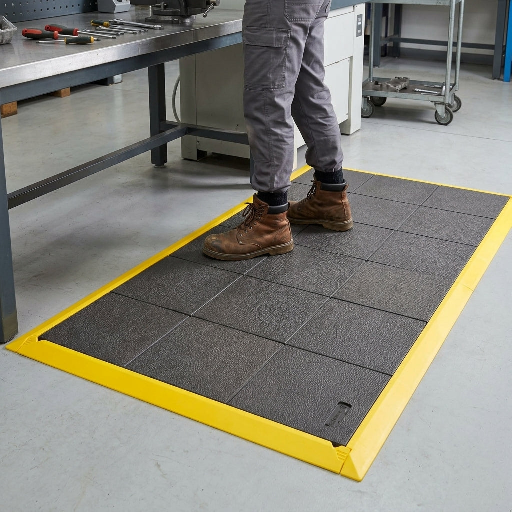 Interlocking Anti-Fatigue Rubber Mat - Solid 19mm Platform