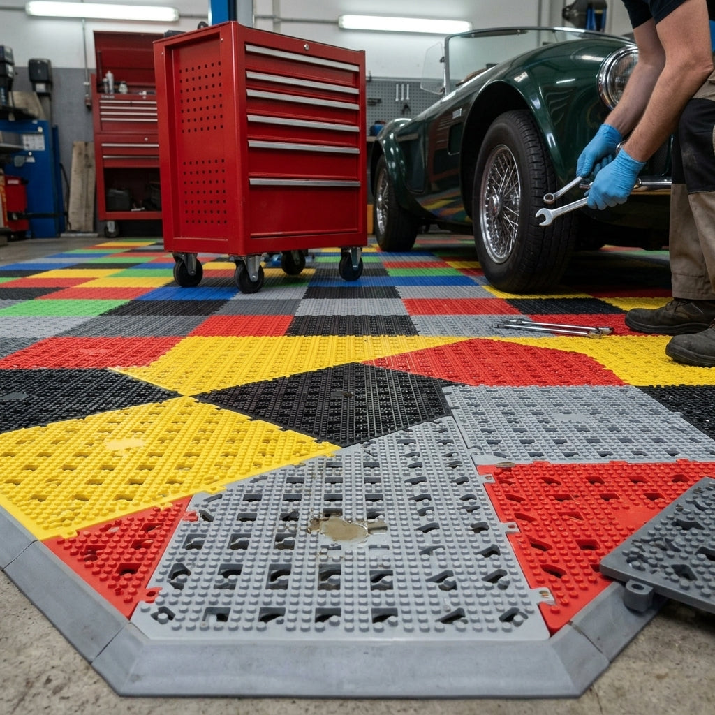 Interlocking PVC Safety Tile with 4-Way Drainage - 30cm x 30cm