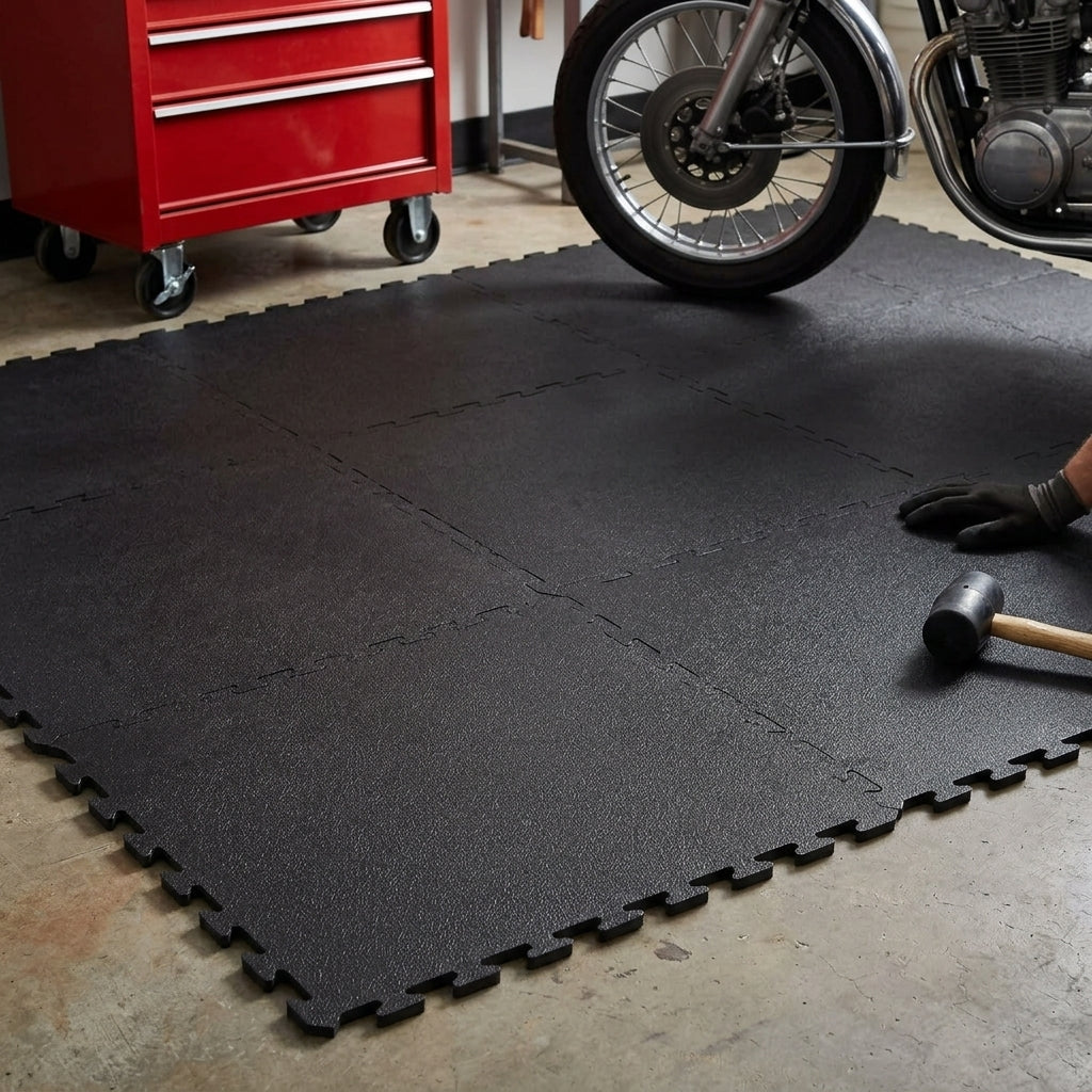 Heavy Duty Interlocking PVC Floor Tile - 7mm Thick, Multiple Finishes