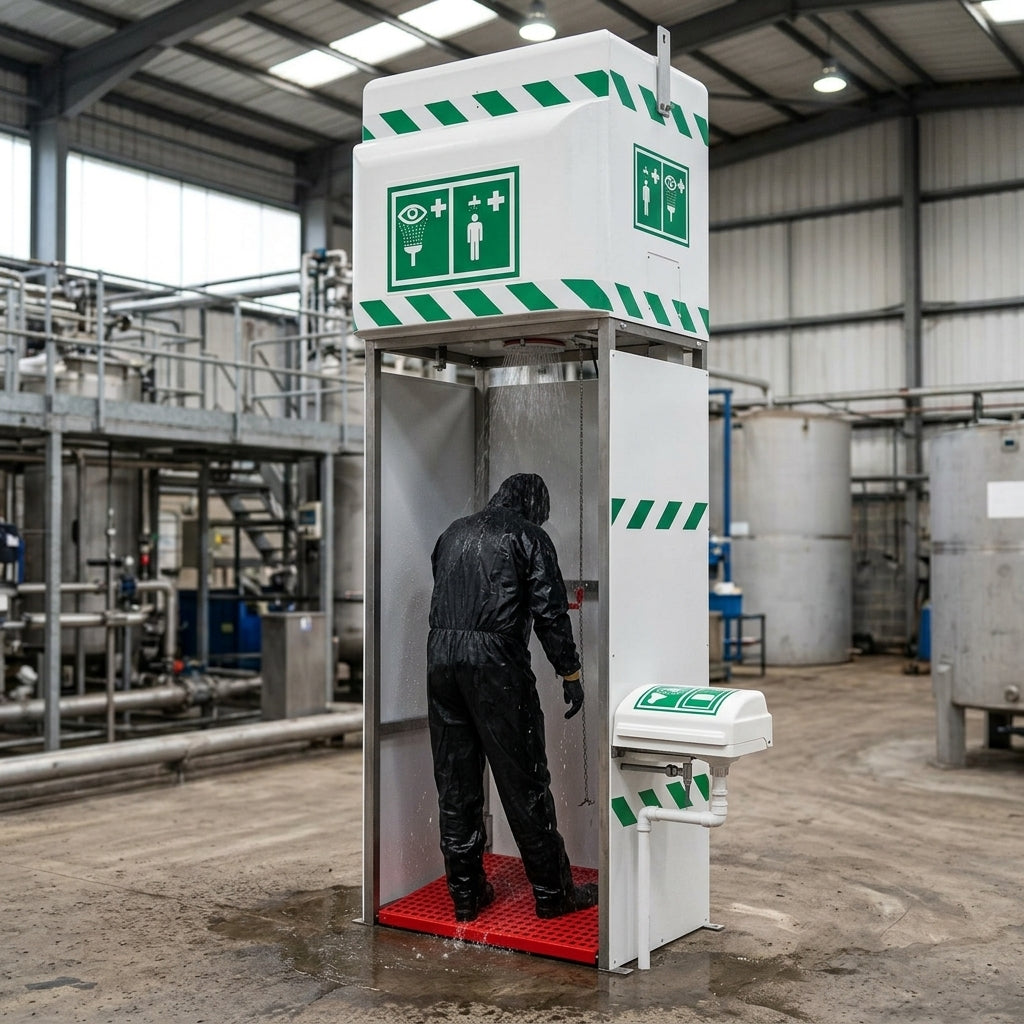 Jacketed Insulated Mobile Tank Shower with Eye/Face Wash - 350 Litre