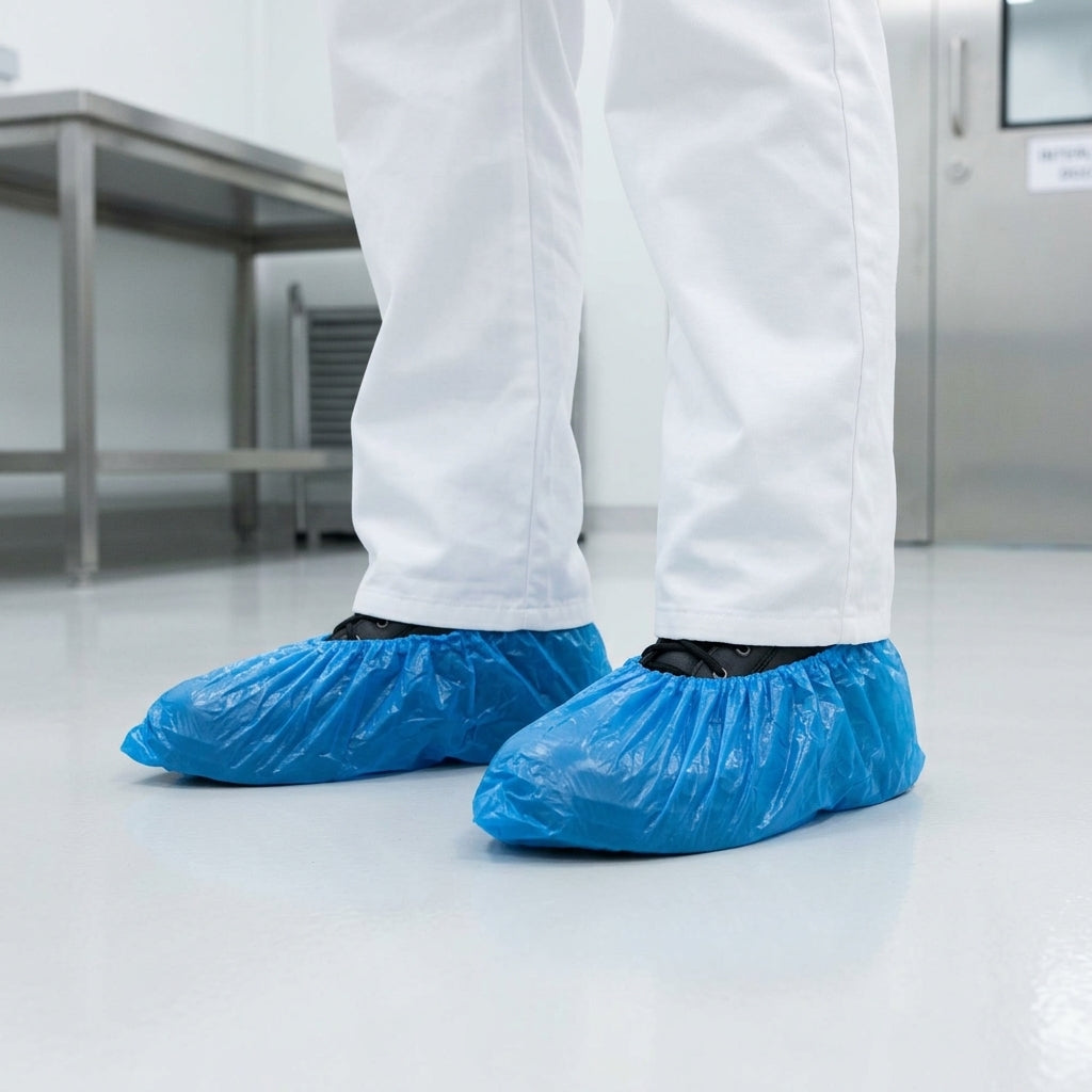 Disposable Plastic Overshoes with Elasticated Fit - Pack of 100