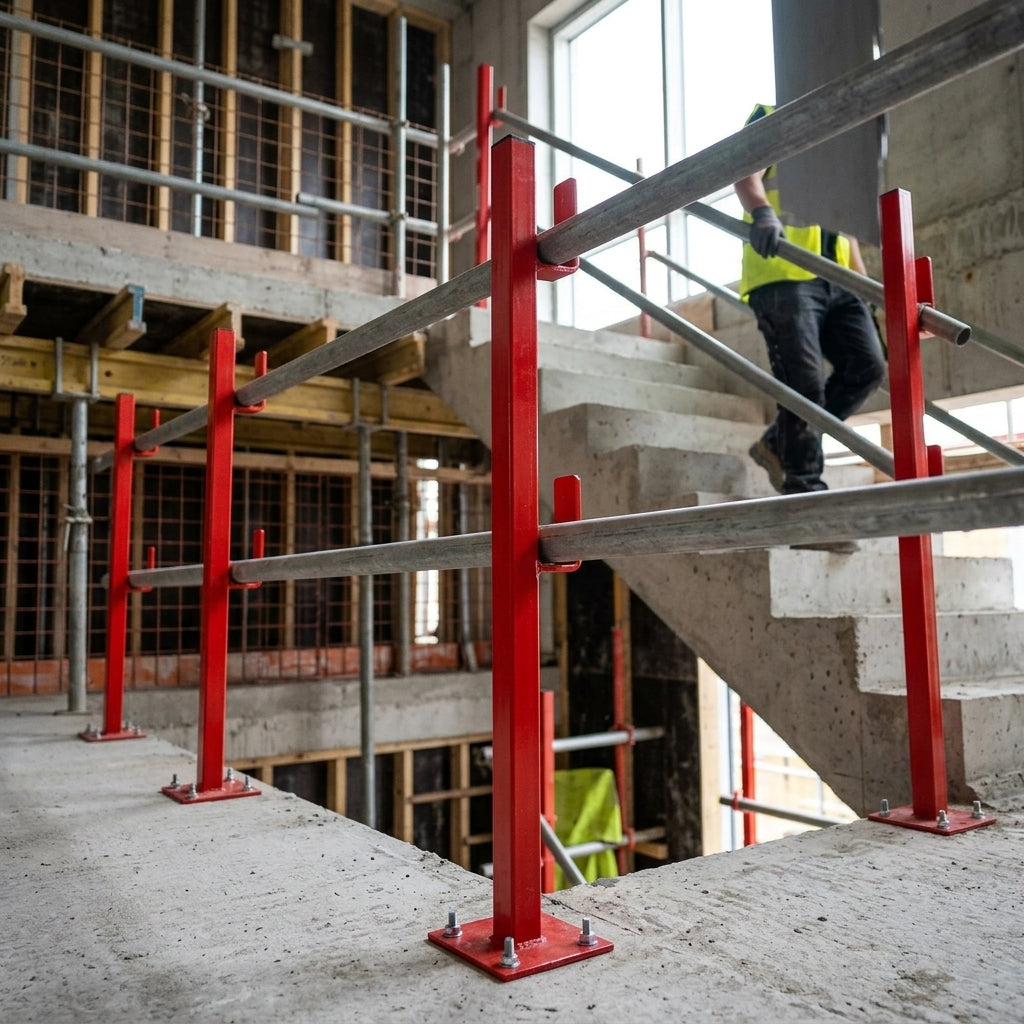 Steel Stairwell Safety Handrail Post - Temporary Edge Protection