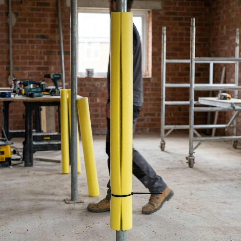 High-Visibility Scaffold Protector Tube – Foam Impact Guard