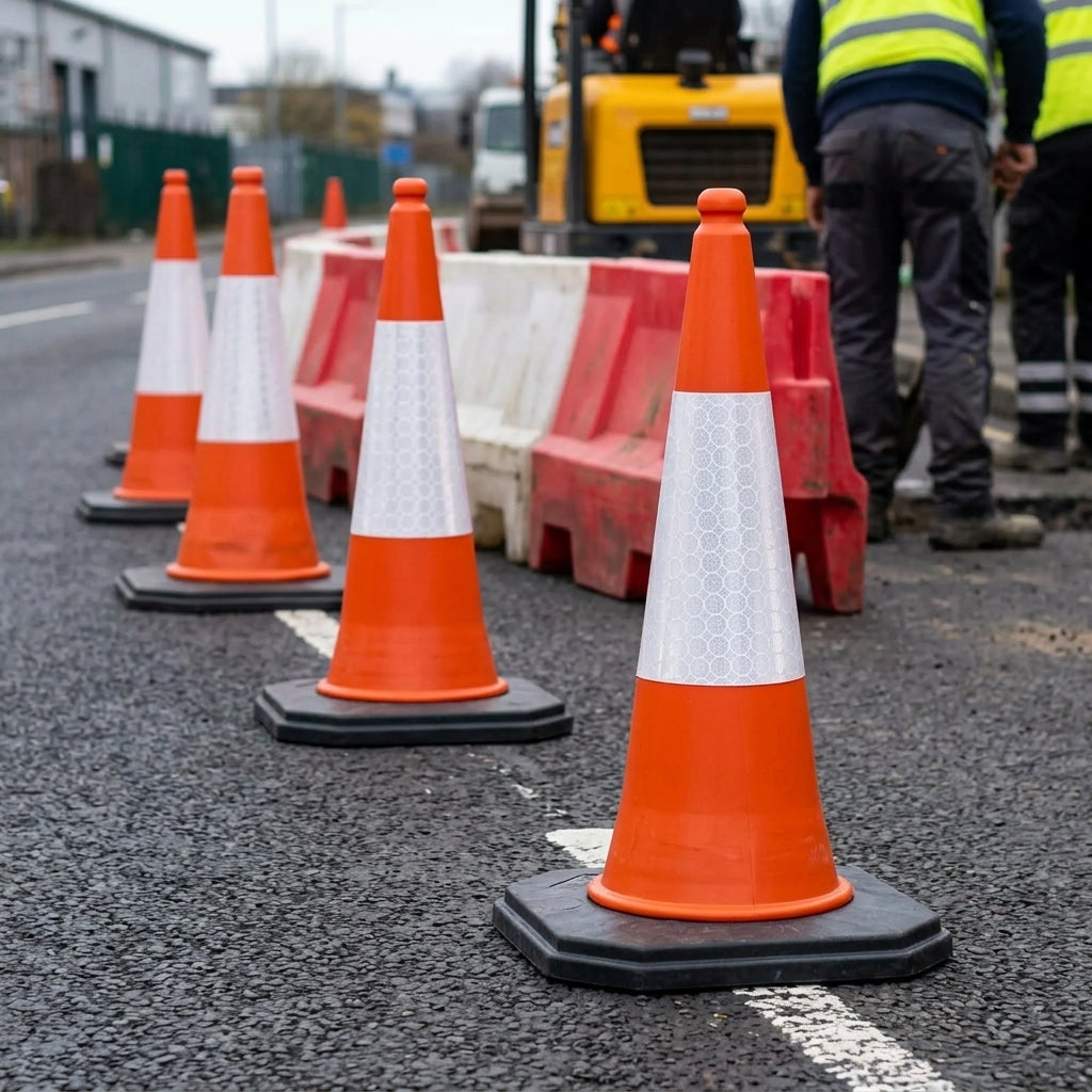 One Piece Traffic Cone with Weighted Base - 500mm or 750mm Height
