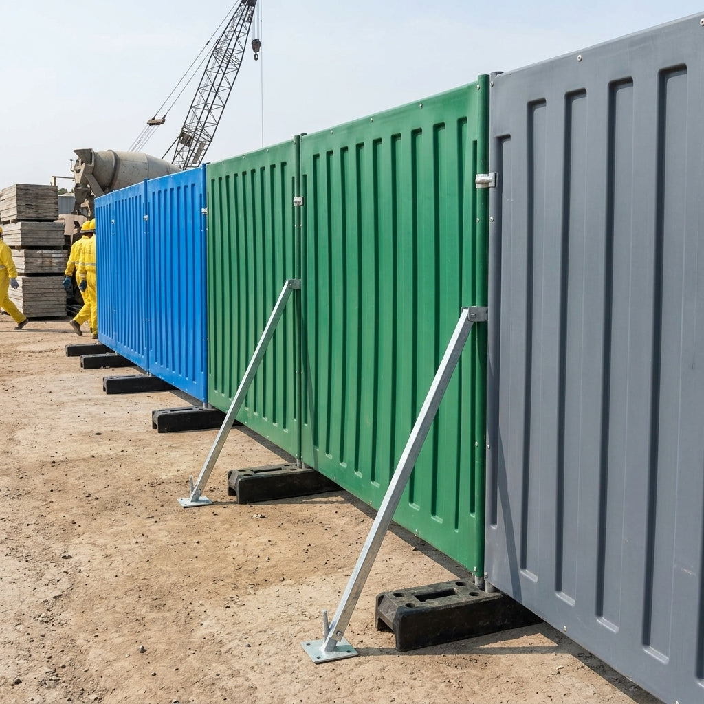 Temporary Plastic Hoarding Panel with Steel Support - Multiple Heights