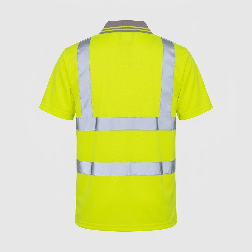 High Visibility Polo Shirt Breathable Polyester Reflective Bands (view 2)