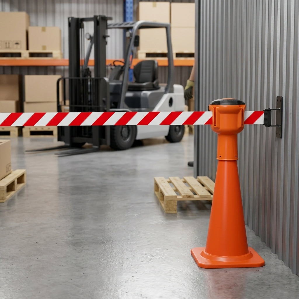 Retractable Safety Barrier Tape Unit – 9m High-Visibility Tape