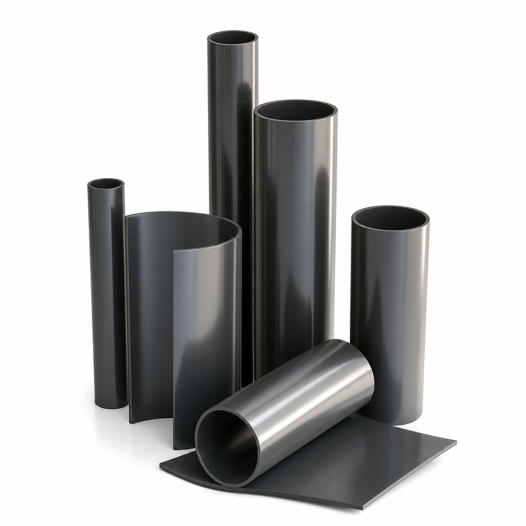 Unplasticised PolyVinylChloride Grey / Black Rod 100mm to 180mm dia for Fittings & protective covers - PVC in use
