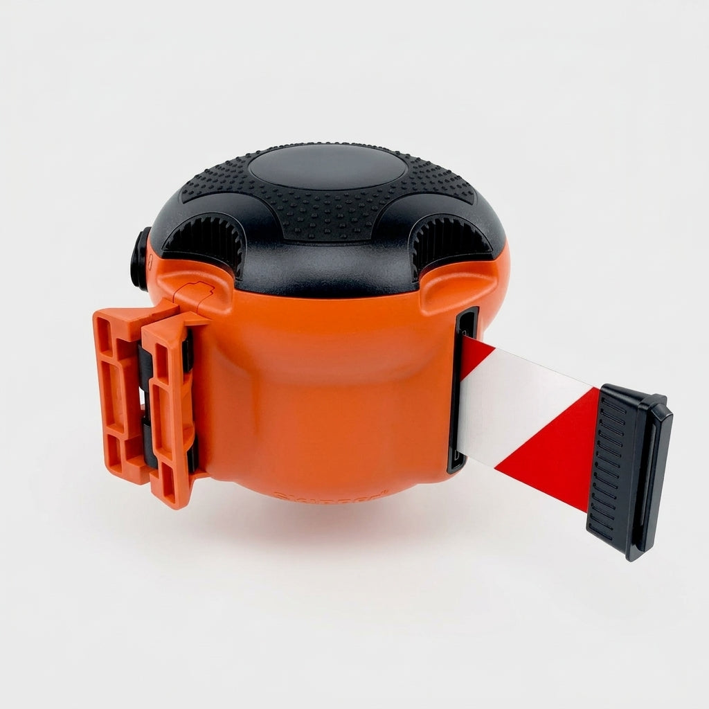 Retractable Tape Barrier Unit with Multi-Surface Bracket - 9m Tape (view 2)