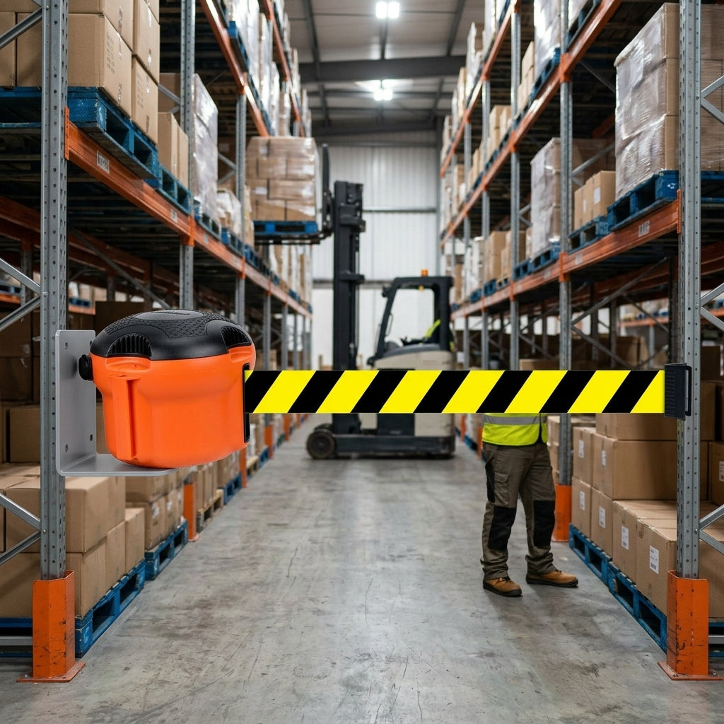 Retractable Caution Tape Barrier Unit with 9m Fabric Tape