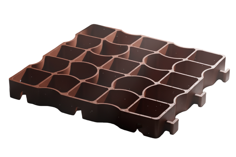 Brown Heavy Duty Ground Grid, made from recycled plastic for stable gravel or grass ground reinforcement.