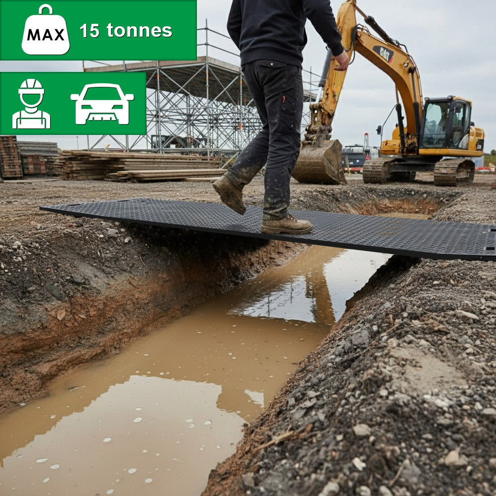 Double sided recycled HDPE ground protection mat 15mm