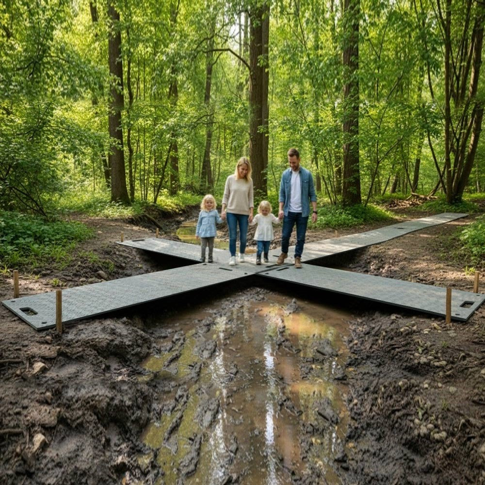 Durable grey access mat with connection holes for secure linking