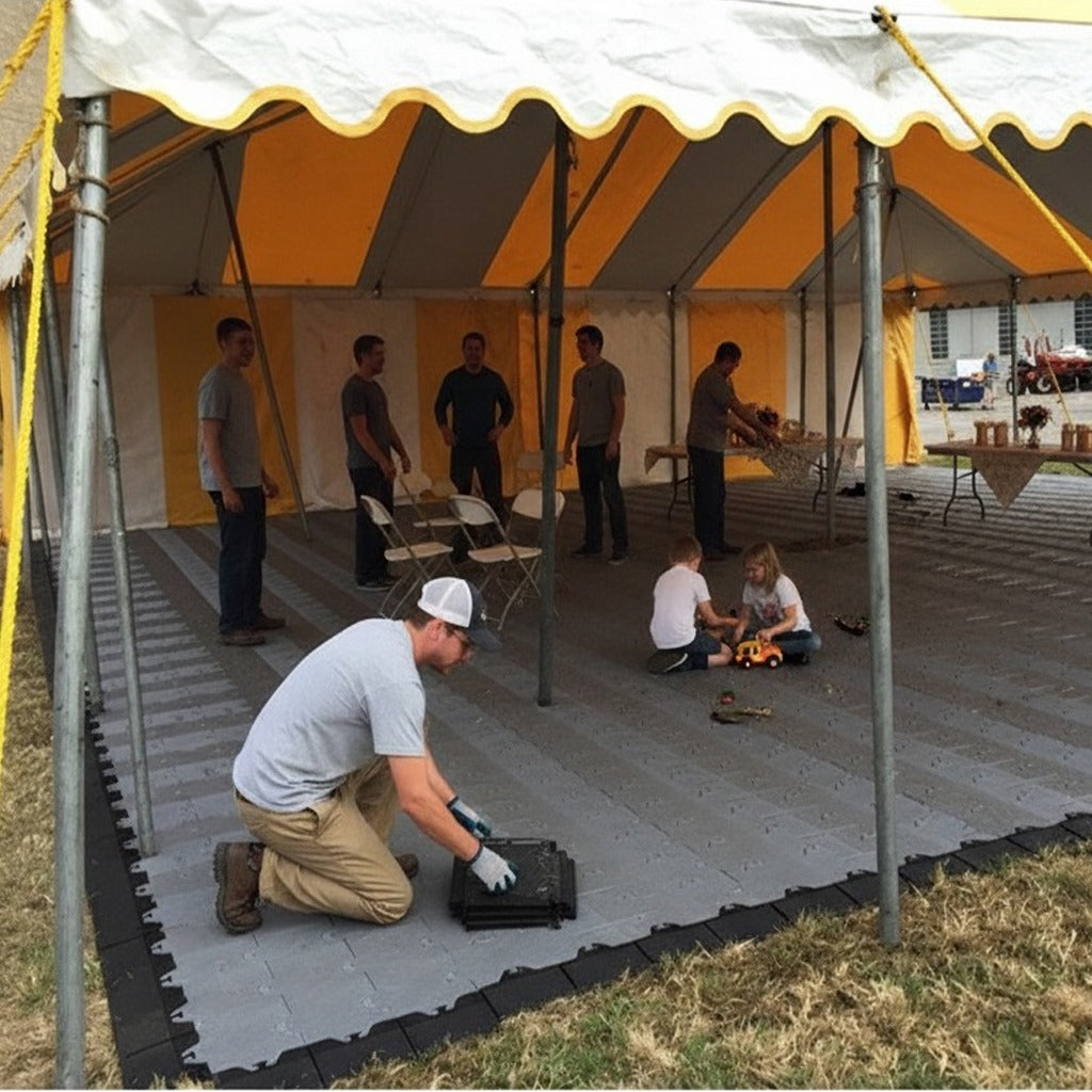 Durable portable flooring for walkways, festivals, and construction sites