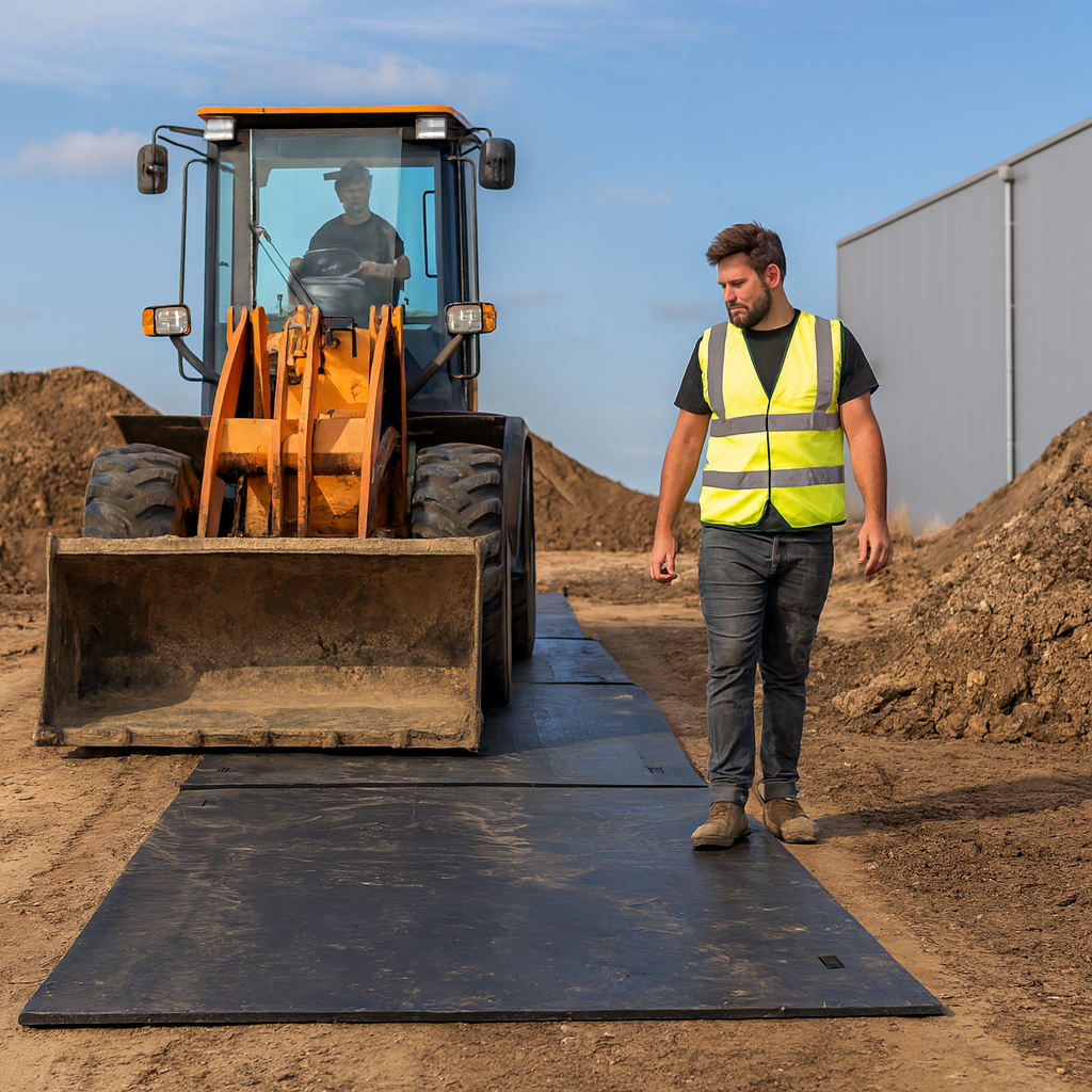 Durable reusable ground protection mat for construction sites