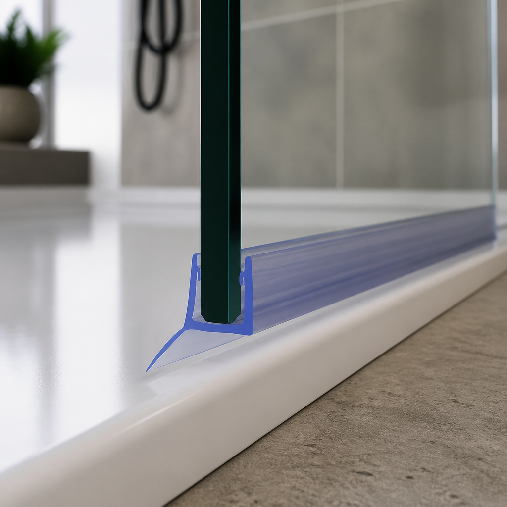 FIN005 - Vertical Shower Screen Seal - Fits 8mm Glass - Fin Depth of 10mm, 11mm, 12mm, 13mm, 14mm or 15mm