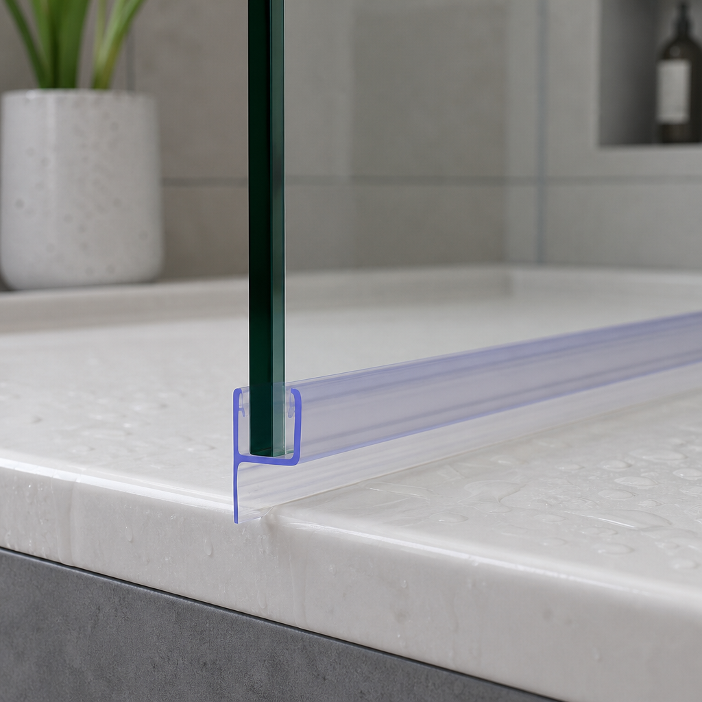 FIN009 - Vertical Shower Screen Seal - Fits 10mm Glass - Fin Depth of 8mm, 15mm, 20mm, 25mm or 35mm