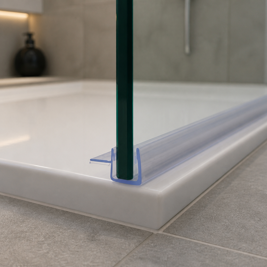 FIN017 - Vertical Shower Screen Seal - Fits 4-6mm Glass - Fin Width of 8mm, 12mm or 16mm