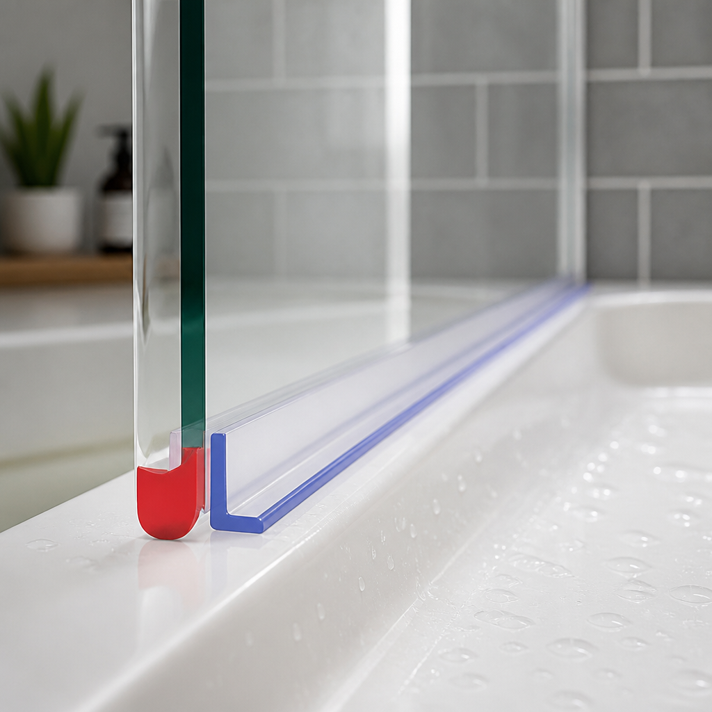 FIN018 - Vertical Shower Screen Seal - With Double Sided VHB Tape - Lengths of 800mm, 900mm, 1400mm and 2000mm