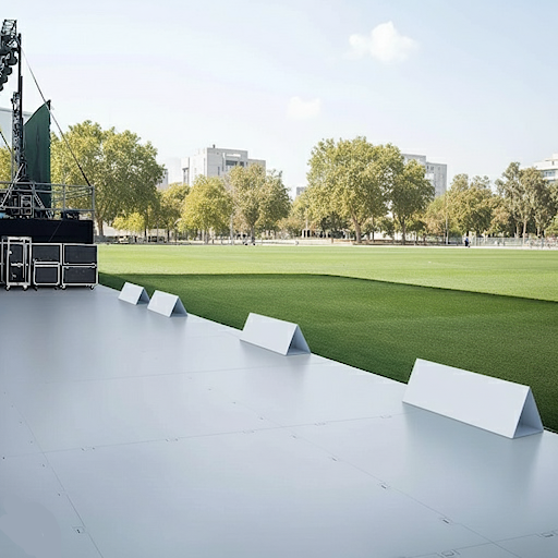 Grey anti-trip ramp compatible with EverBase event flooring tiles