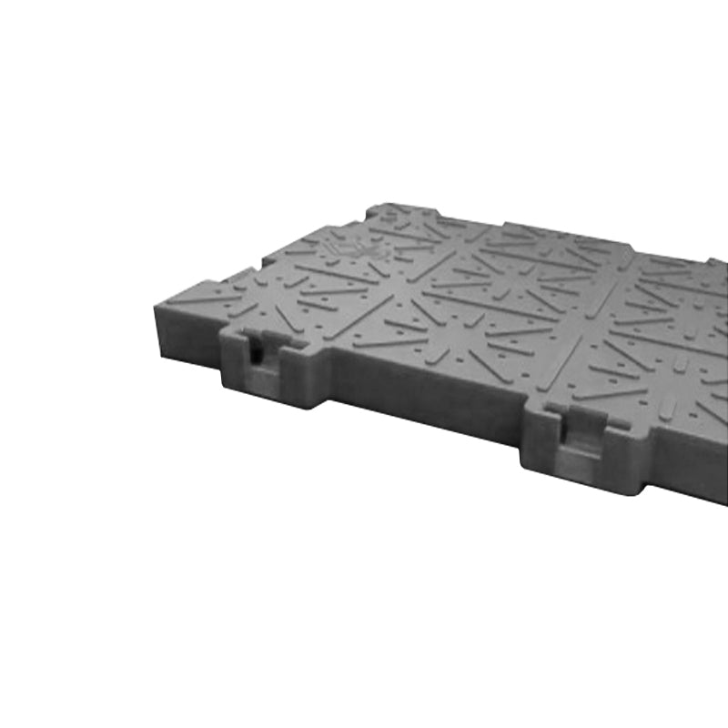 Grey interlocking ground protection tile with textured non-slip surface