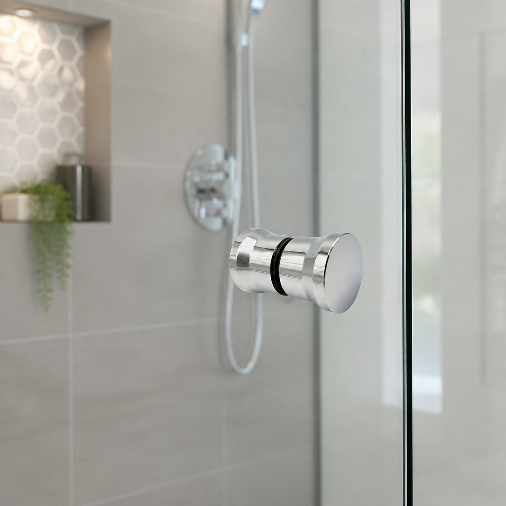 HAND008 - Shower Enclosure Door Handle Knob Chrome - Width of 65mm