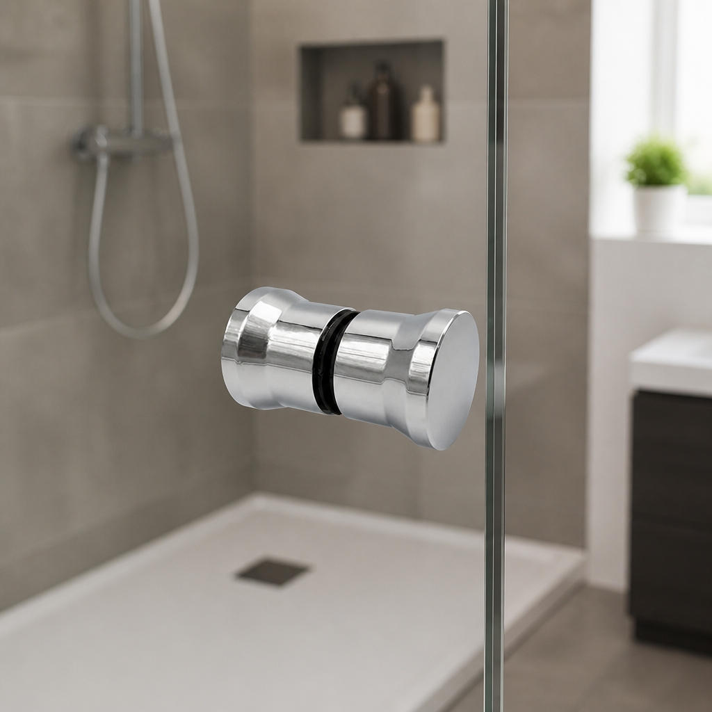HAND008 - Shower Enclosure Door Handle Knob Chrome - Width of 65mm