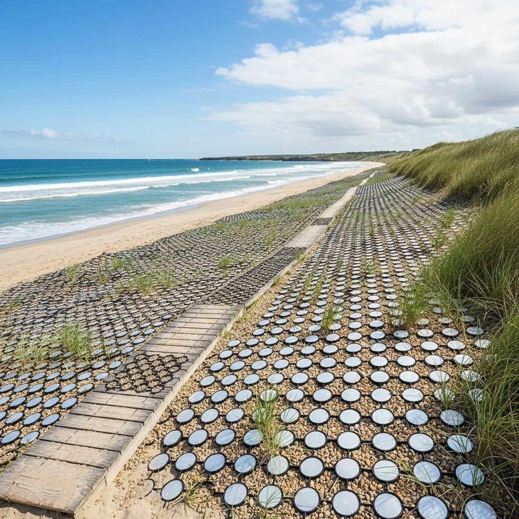 Heavy duty black recycled plastic Ground Stabilisation Grid for grass reinforcement, driveway construction, and permeable paving.