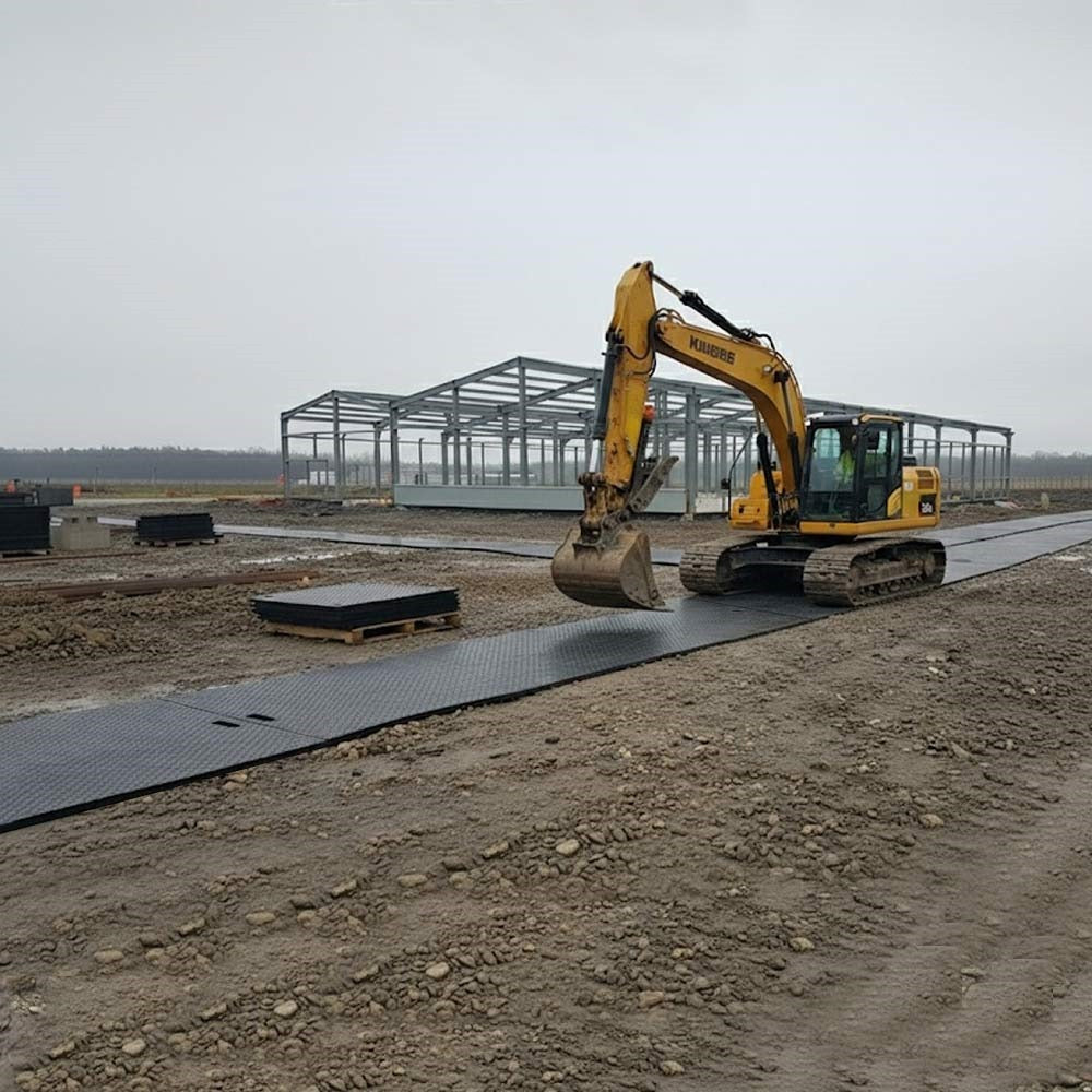 Lightweight HDPE ground mat with hand holes for easy handling