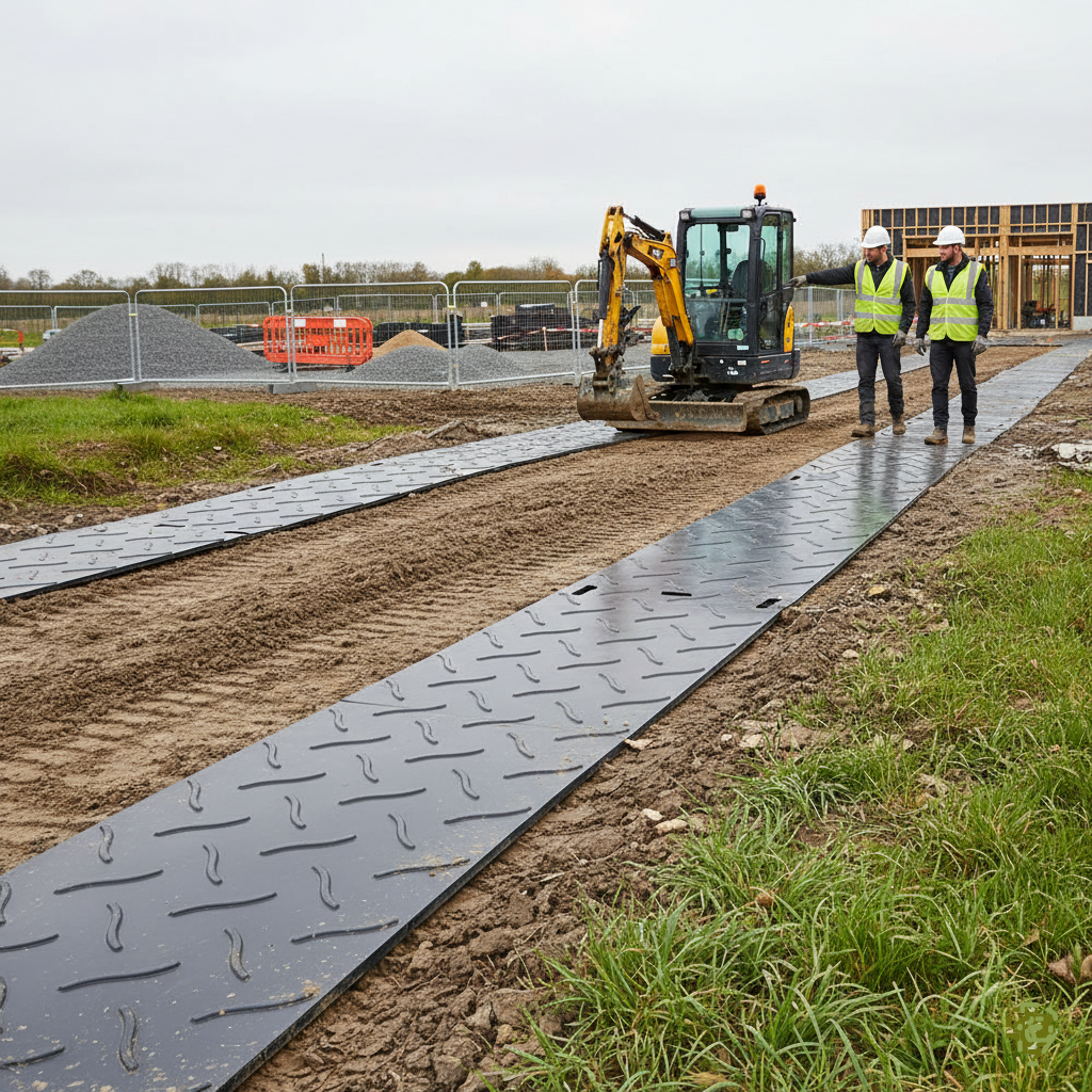Lightweight HDPE ground mat with hand holes for lifting