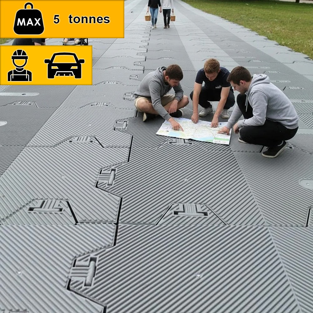 Lightweight temporary event flooring panels – anti-slip polymer surface