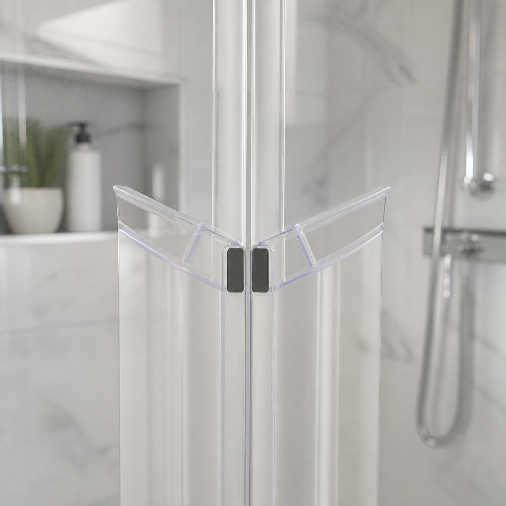 MAG001CP - Chrome Magnetic Shower Screen Seal - Fits 4-6mm Glass - 1 Pair - Length of 2000mm
